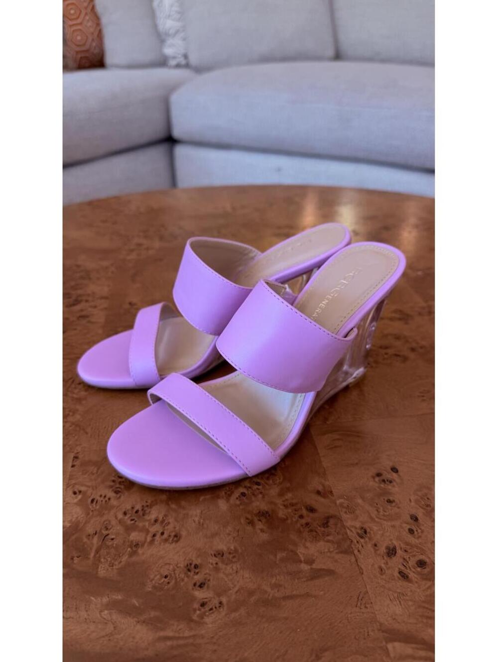BCBGirls Lilac Wedge Sandals with Clear Heel